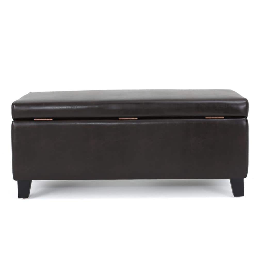 Breanna Brown Leather Storage Ottoman