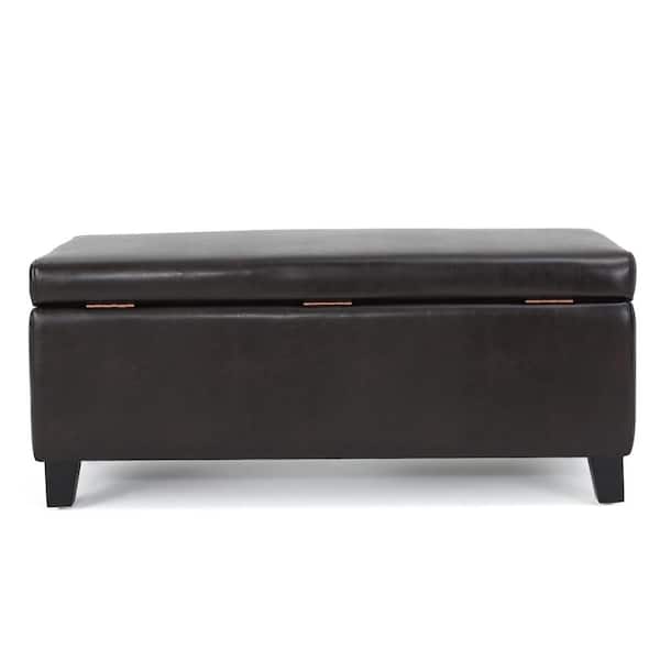 Breanna Brown Leather Storage Ottoman 69280, Brown Leather Bench With Storage