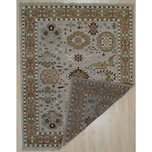 Hand-Knotted Wool Grey/Gold 10 ft. x 14 ft. Traditional All Over Traditional Knot Area Rug