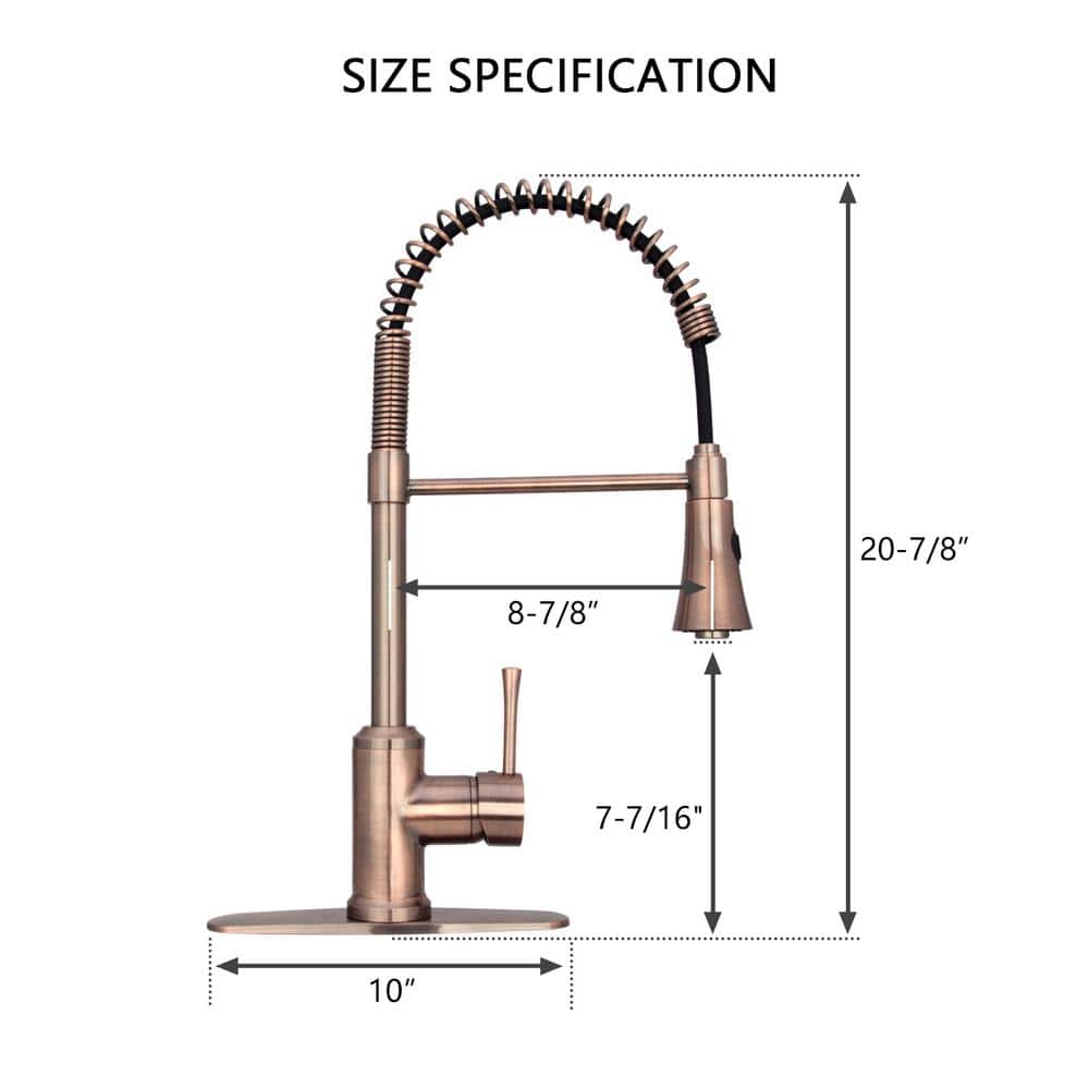 Antique Copper Single Handle Kitchen Faucet with Pull-out Spray