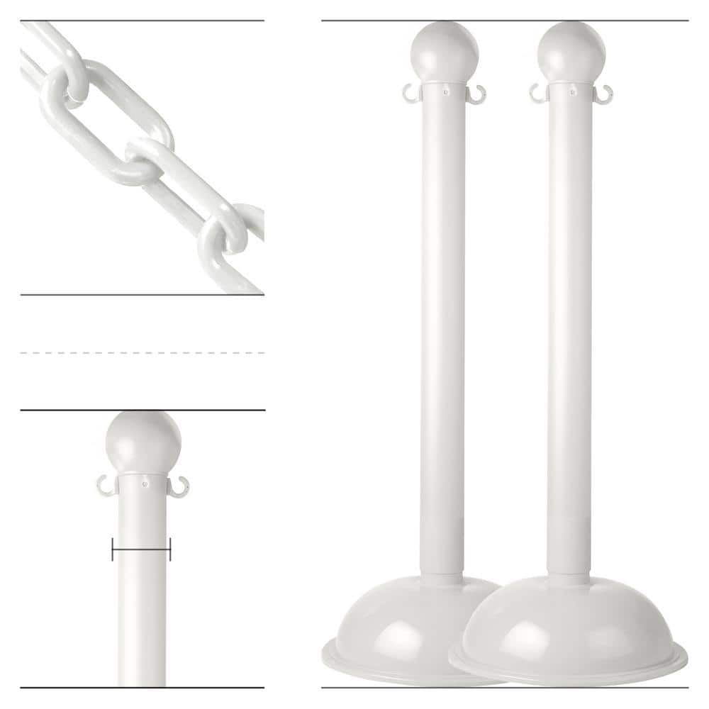 Mr. Chain White Heavy Duty Stanchion & Chain Kit (2-Pack) 71301-2 - The ...
