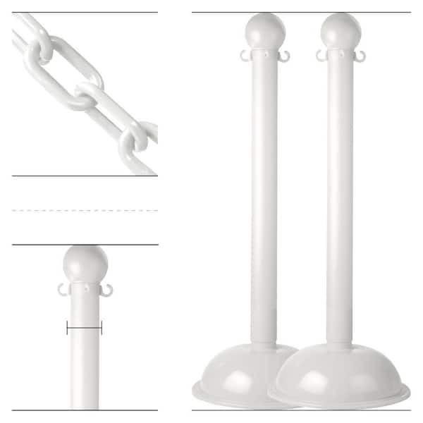 White Heavy Duty Stanchion & Chain Kit (2-Pack)