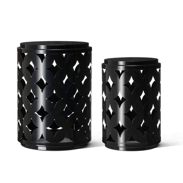 Glitzhome Set of 2-Modern Black Heavy Duty Metal Frame Side