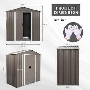 8 ft. x 4 ft. Outdoor Gray Metal Shed Storage with Metal Floor Base (32 sq. ft.)