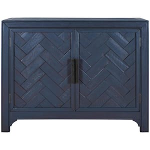 Blue 40 in. Rectangle Console Sofa Table with 2-Adjustable Shelves Medieval Buffet Sideboard Accent Storage Cabinet