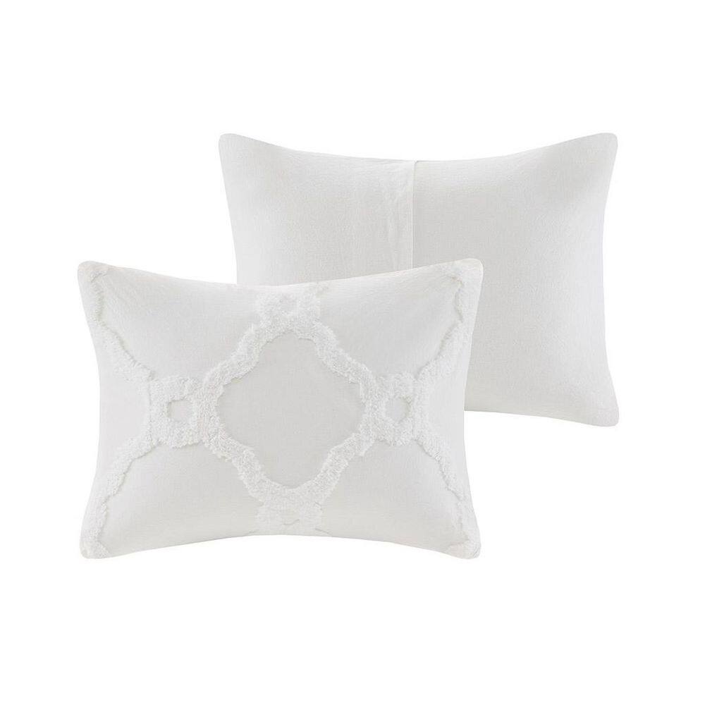 Full/Queen Off-White Cotton Chenille Duvet Cover Set