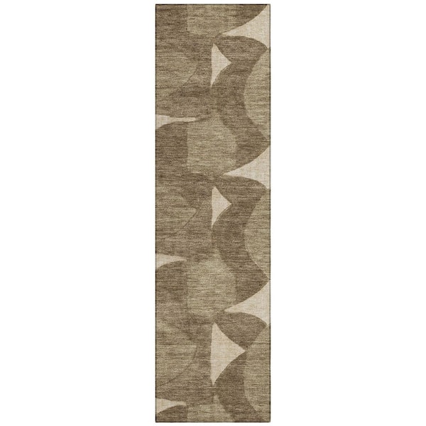 Chantille Machine Washable Indoor/Outdoor Abstract ACN3060 Chocolate 2 ft. x 7 ft. Runner Rug