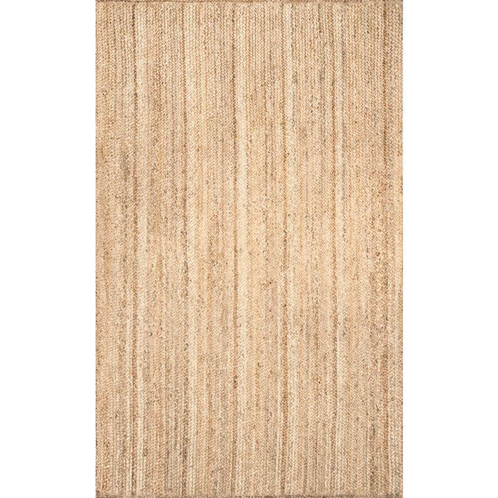 Hand-Woven Natural Jute Area Rug, 4' x 6', Easy-Care Reversible