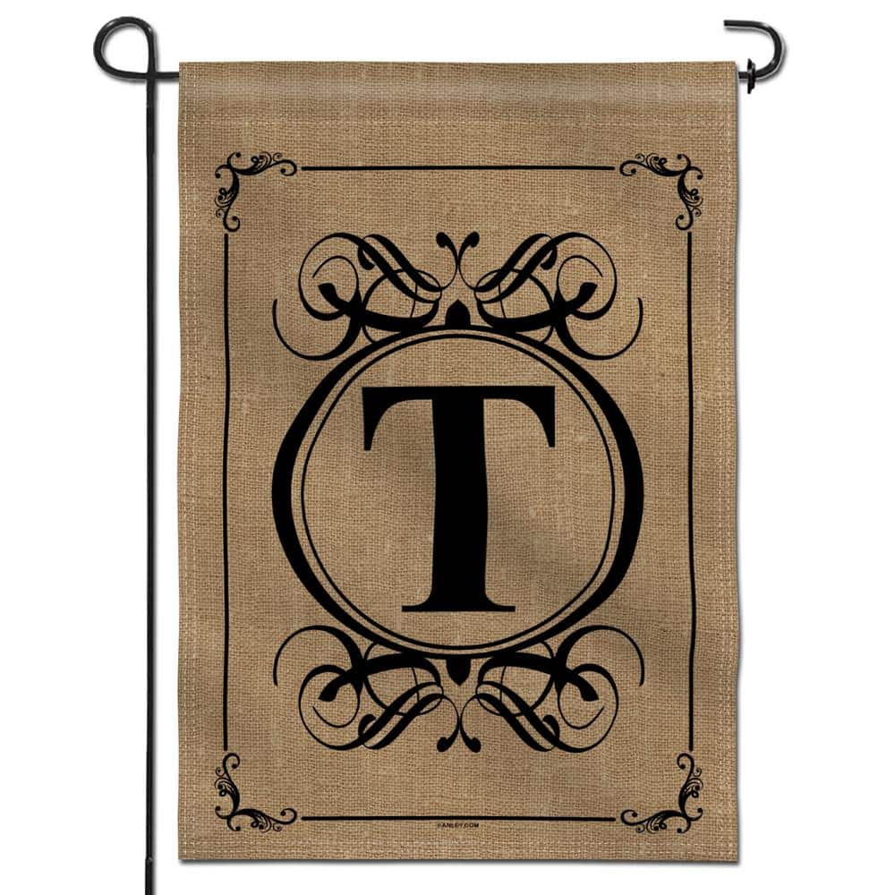 ANLEY 12.5 in. x 18 in. Classic Monogram Letter T Double Sided Garden Flag, Family Last Name Initial Yard Flags