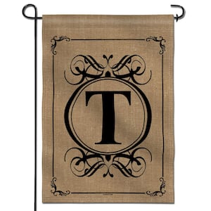 12.5 in. x 18 in. Classic Monogram Letter T Double Sided Garden Flag, Family Last Name Initial Yard Flags