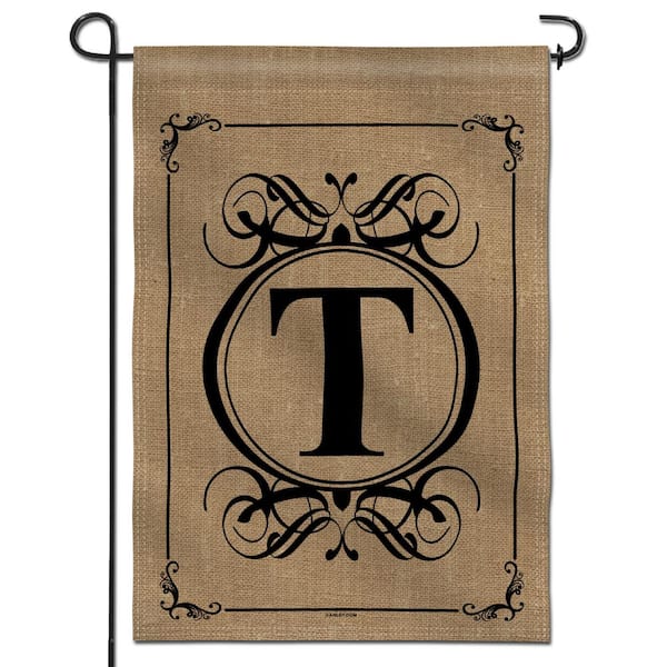 ANLEY 12.5 in. x 18 in. Classic Monogram Letter T Double Sided Garden Flag, Family Last Name Initial Yard Flags