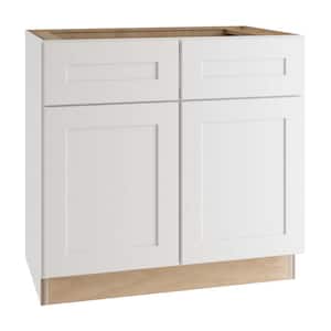 Newport Assembled 36x34.5x24 in. Plywood Shaker Base Kitchen Cabinet Soft Close Doors/Drawers in Painted Pacific White