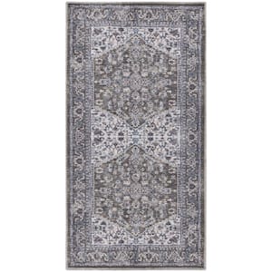 Machine Washable Series Doormat 1 Olive Ivory 2 ft. x 4 ft. Distressed Traditional Area Rug