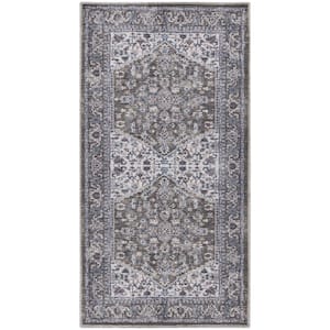 Machine Washable Series doormat 1 Olive Ivory 2 ft. x 4 ft. Distressed Traditional Area Rug