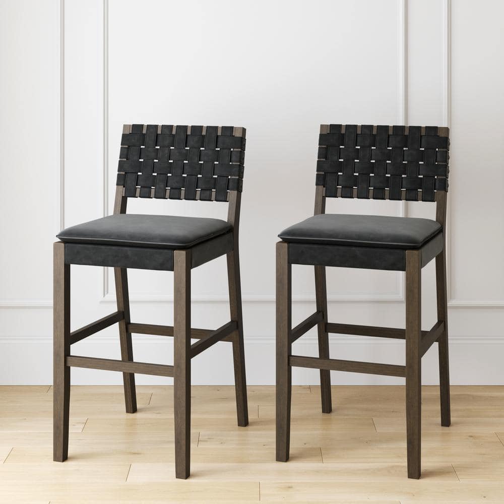 Nathan James Set of 2 Cohen Faux Leather Barstool Black