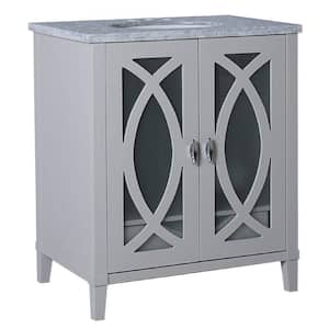 Brea 30 in. W x 22 in. D x 36 in. H Single Vanity in Light Gray with Carrara Marble Vanity Top in White with White Basin