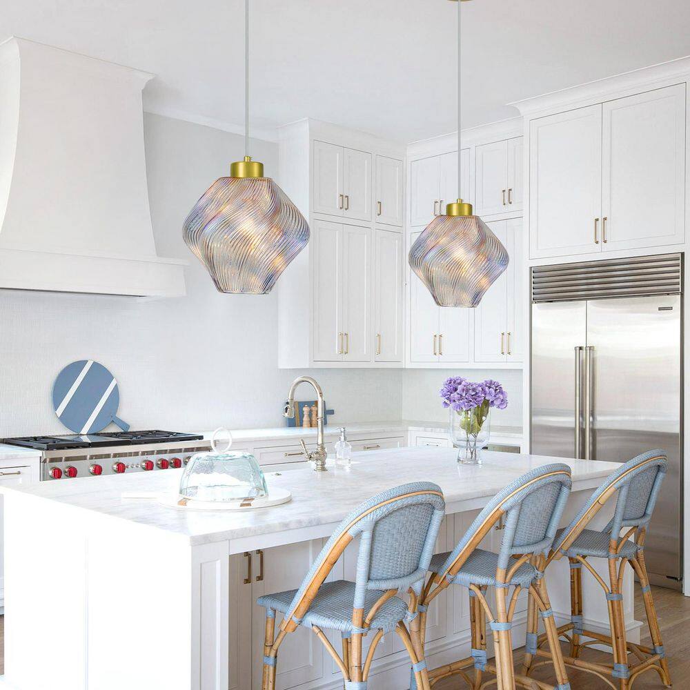 Home Light 60-Watt 1-Light Gold Pendant Light With Colorful Smoke Gray Twisted Glass Shade, No Bulbs Included, 1-Pack price history on PriceWatchPro