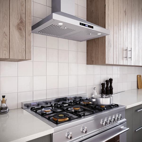 30 in. Francesco Ducted Wall Mount Range Hood in Brushed Stainless Steel with Baffle Filters, Touchpad Control,LED Light