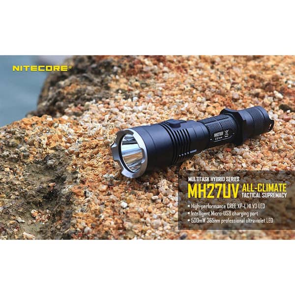 bleu Nitecore ® MH27UV 1000 lm USB Rechargeable DEL Lampe de poche avec rouge et UL