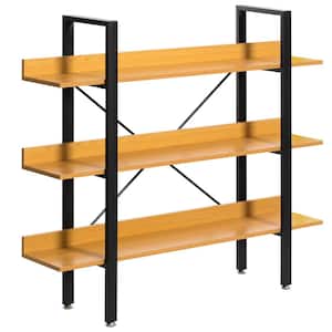 Industrial 42.5 in. Brown Wood and Metal 3-Shelf Etagere Bookcase Open Storage Free Standing Bookshelf