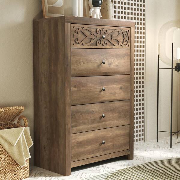 Alii 5 Drawer Dresser Chest, Koa Finish