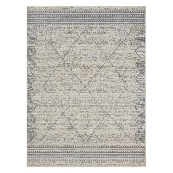 Contempo Grey 5 ft. x 7 ft. Bohemian Geometric Polyblend Rectangle Indoor Area Rug