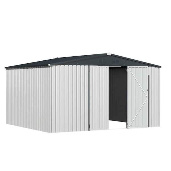 10 ft. W x 12 ft. D Metal Shed with Double Lockable Door in White (116 sq. ft. )
