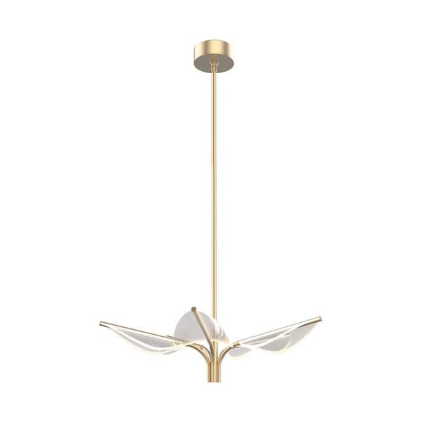 ALORA Flora 5 Head 1 Light 38-Watt Natural Brass Integrated LED Pendant ...