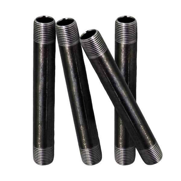 PLUMBFLEX Black Steel Pipe, 1-1/4 in. x 12 in. Nipple Fitting (4-Pack)