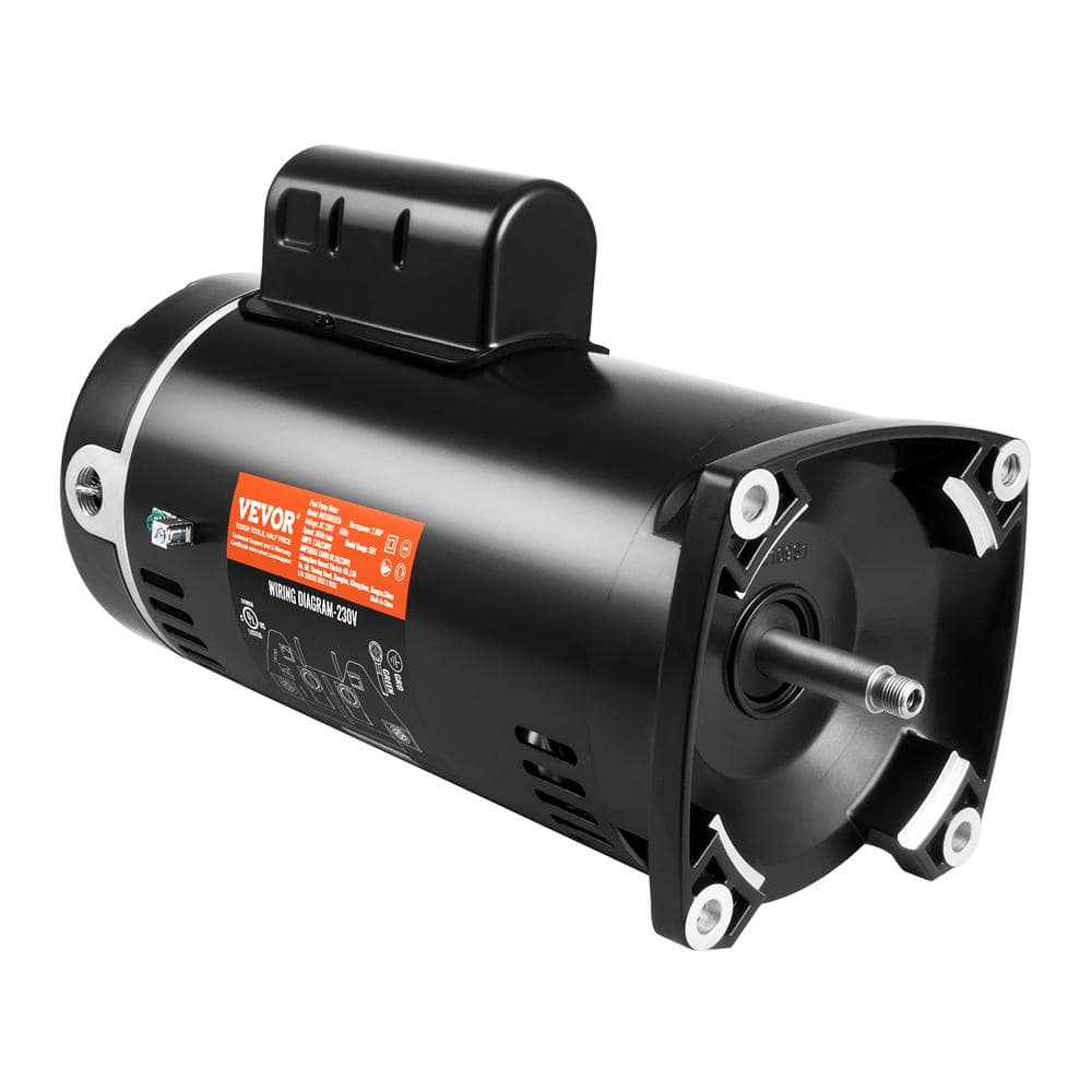 VEVOR 2 HP Replacement Pool Pump Motor 56Y Frame 230-Volt 3450 RPM 60Hz 1.3 SF 50μF/250V Capacitor, CCW Rotation Square Flange