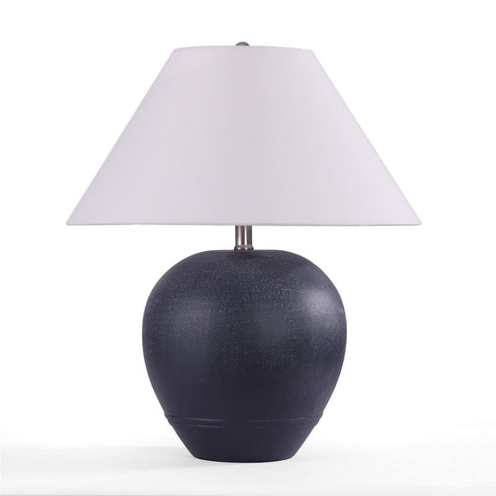 21.3 in. Black Smudged White Ceramic Table Lamp with White Linen Cone Shade price history on PriceWatchPro