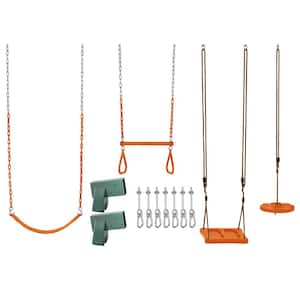 Machrus Swingan DIY Swing Set Kit With Belt, Disc and Standing Swings, Trapeze Bar, and Hardware Wood Beams Not Included