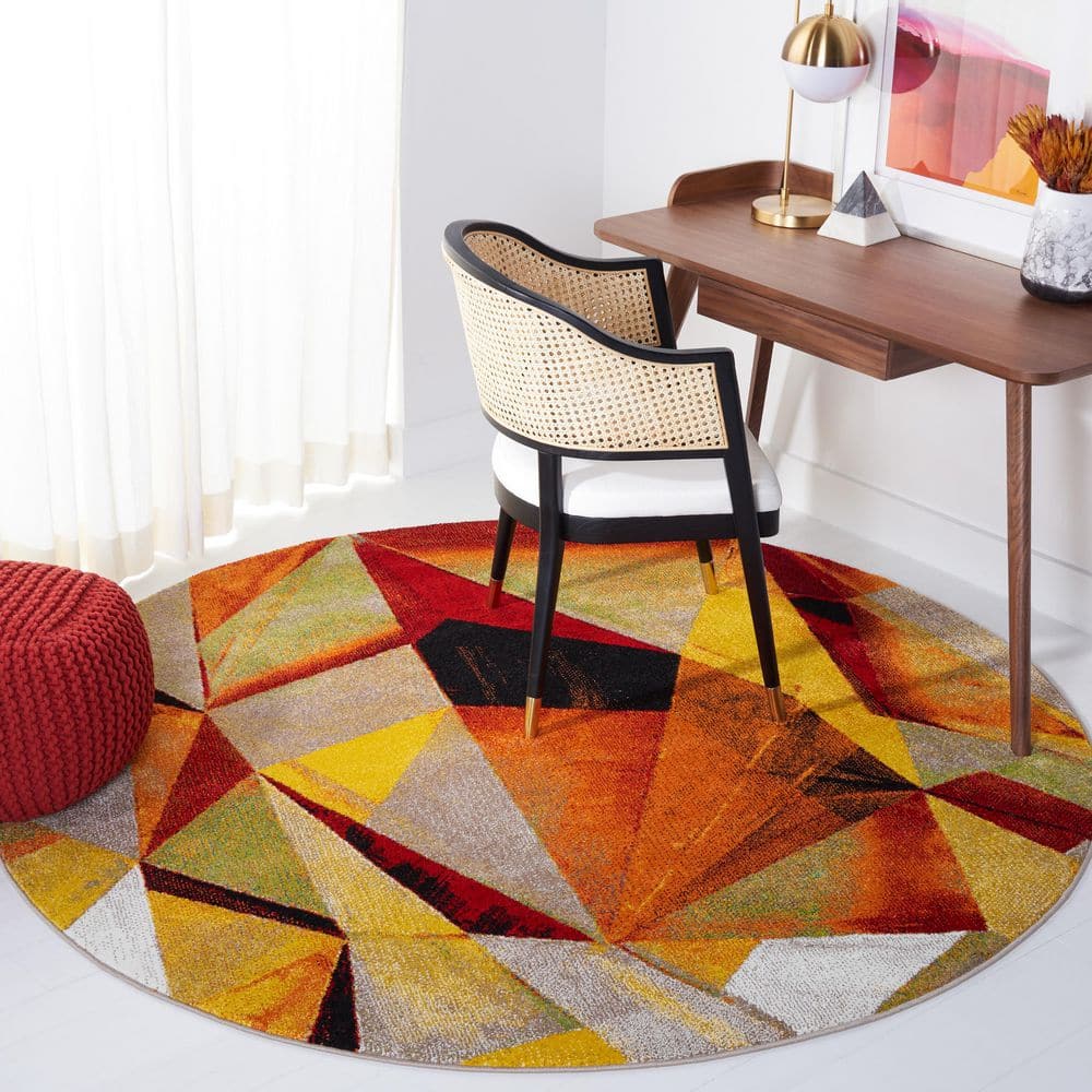 Porcello 7 ft. x 7 ft. Round Orange/Red Abstract Area Rug price history on PriceWatchPro