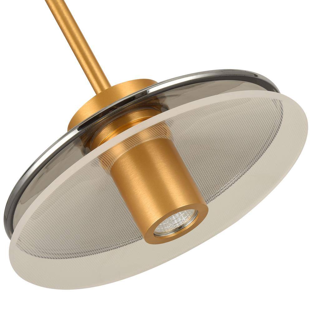 Verona Adjustable Height 16" Gold & Black LED Pendant with Glass Shades