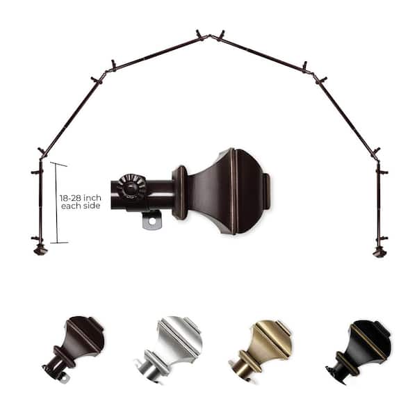 13/16" Marion 6-Sided Bay Window Curtain Rod (18-28 inch each side)-Cocoa