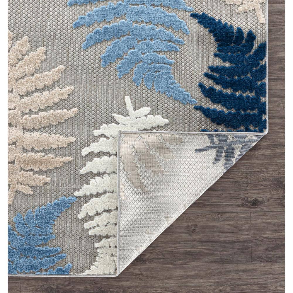 Seville Blue and Beige Floral Synthetic Indoor/Outdoor Rug