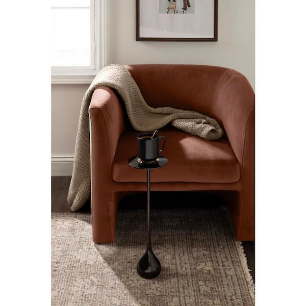 Hersi 7 in. Dark Brown Round Metal End Table