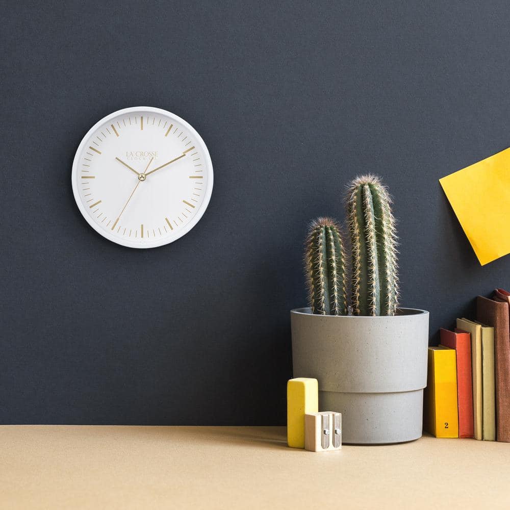 Etta 6-Inch White Metal Silent Quartz Wall/Table Clock