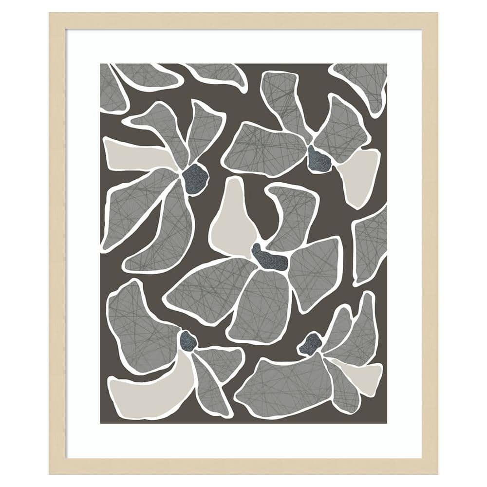 Grey Flower Blooms II Abstract Framed Wall Art Print