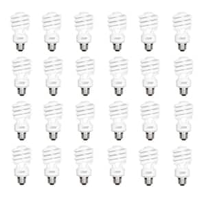 100-Watt Equivalent T3 Spiral Non-Dimmable E26 Medium Base CFL Compact Fluorescent Light Bulb, Daylight 5000K (24-Pack)