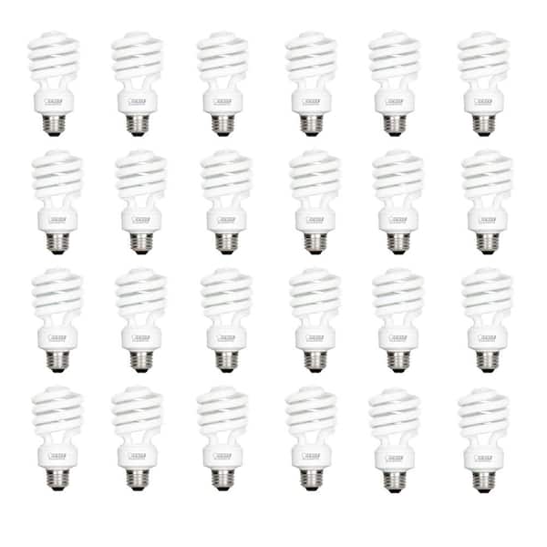 100-Watt Equivalent T3 Spiral Non-Dimmable E26 CFL Compact Fluorescent Light Bulb, Daylight Deluxe 6500K (24-Pack)