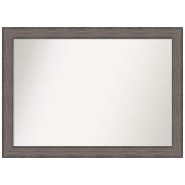 Amanti Art Medium Rectangle Distressed Brown Modern Mirror (33.25 in. H x 46.25 in. W)
