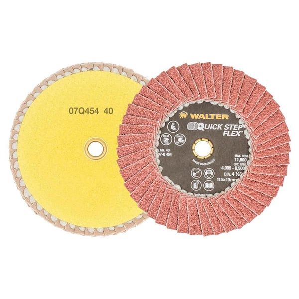 WALTER SURFACE TECHNOLOGIES Quick-Step 4.5 in. GR40, Flexible Flap Discs (Pack of 10)
