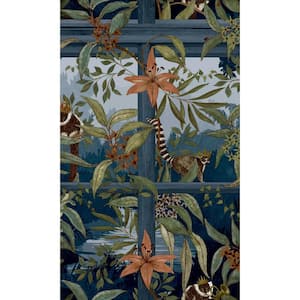 Navy Tropical Floral Foliage Shelf Liner Non-Woven Wallpaper Double Roll (57 sq. ft.)