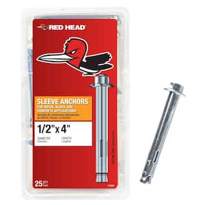 1/2 in. x 4 in. Steel Hex-Head Sleeve Anchors (25-Pack)