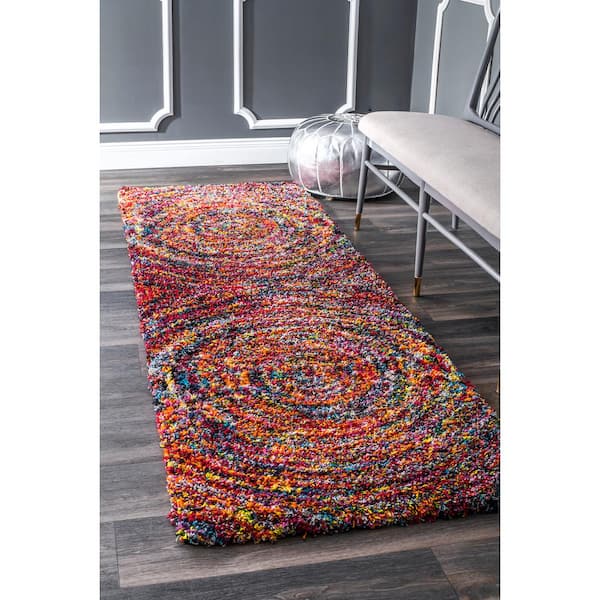 Ardelle Swirl Shag Multi 2 ft. 6 in. x 6 ft. Indoor Runner Rug