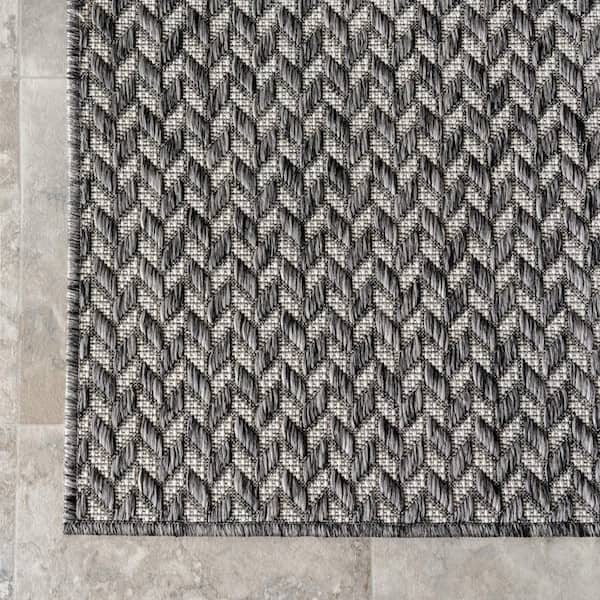 nuLOOM Taraji Herringbone Light Grey 5 ft. x 8 ft. Outdoor Area