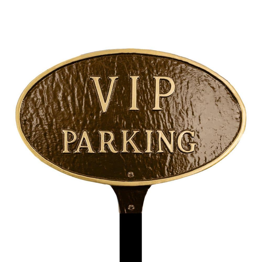 6 in. x 10 in. Small Oval VIP Parking Statement Plaque Sign with Lawn Stake - Oil Rubbed/Gold price history on PriceWatchPro