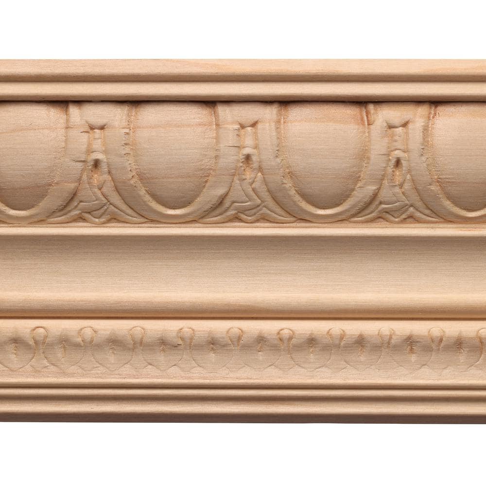 8-ft White Hardwood Finished Egg and Dart Crown Moulding