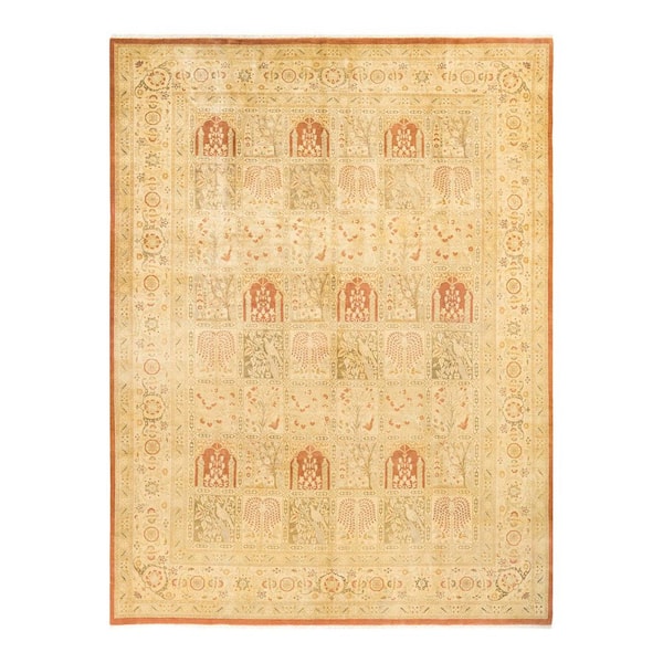Mogul 9 ft. x 12 ft. Brown Oriental Wool Indoor Area Rug